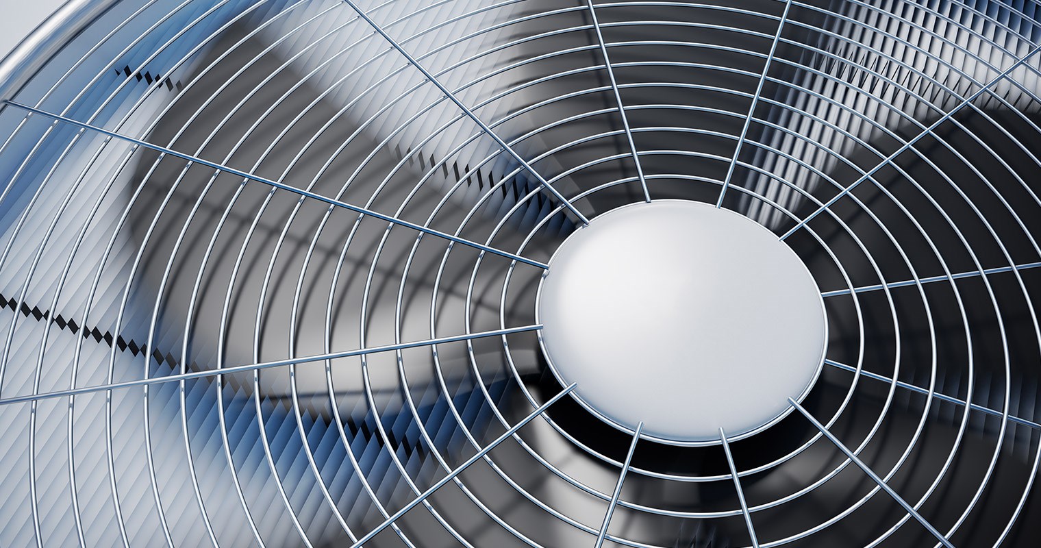 Close-up of a HVAC fan spinning.