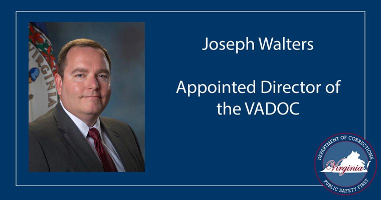 Photo of Joseph Walters. Caption reads, Joseph Walters appointed Director of the VADOC