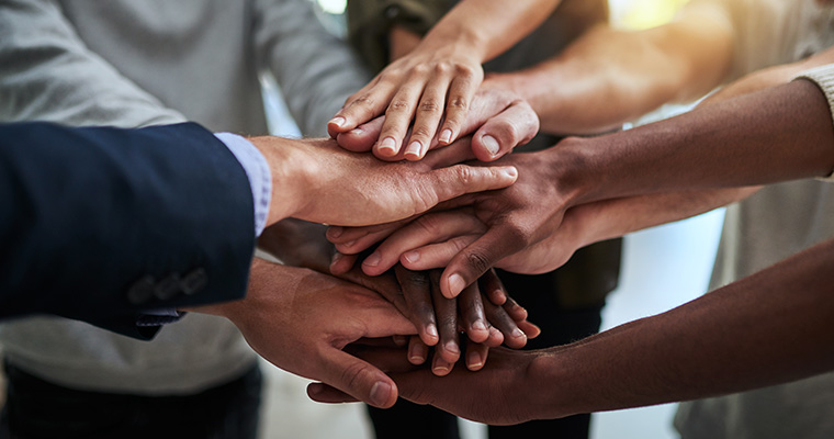 Microphone in front of a crowd