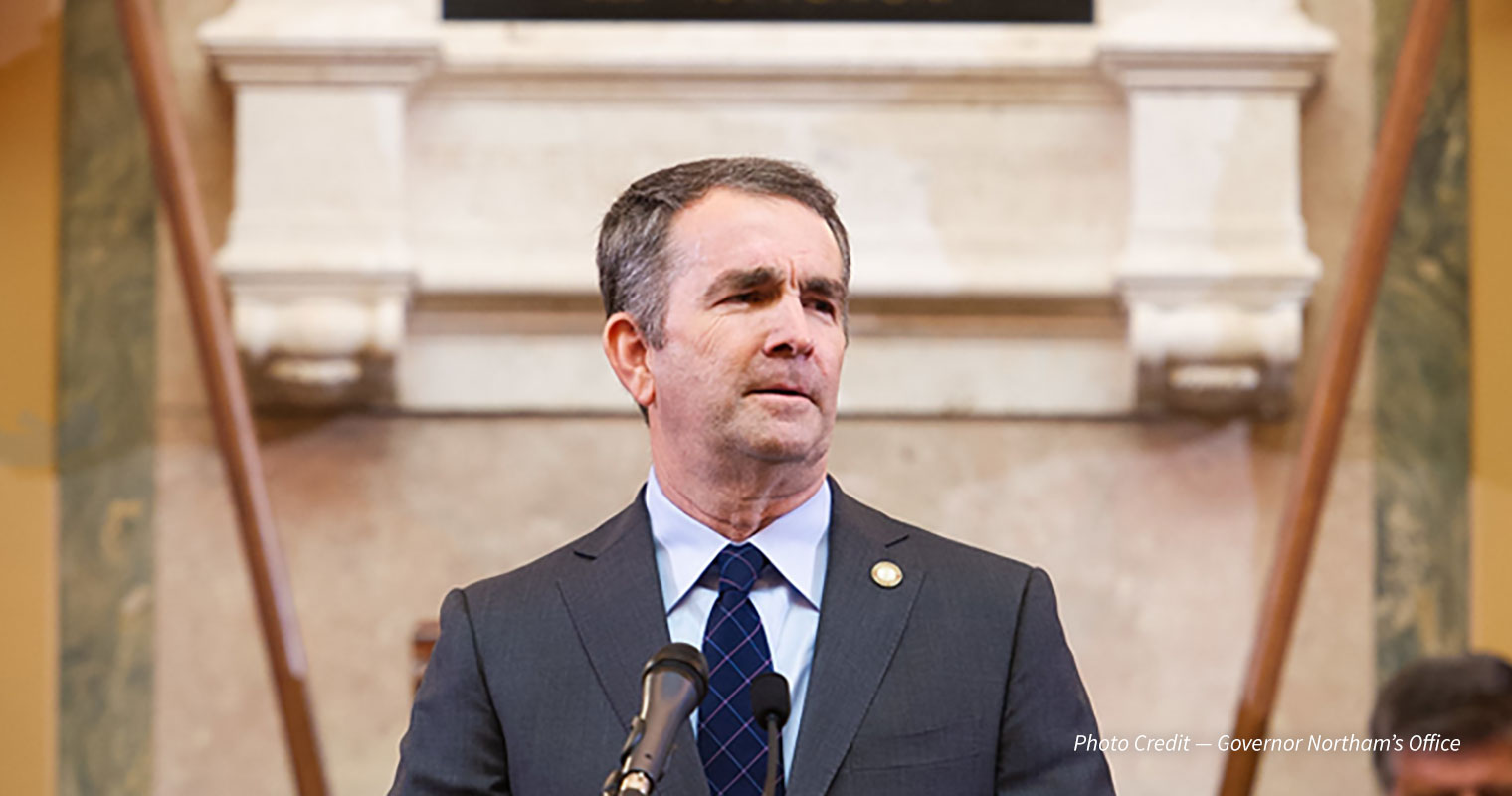 Governor Northam speaks at a podium