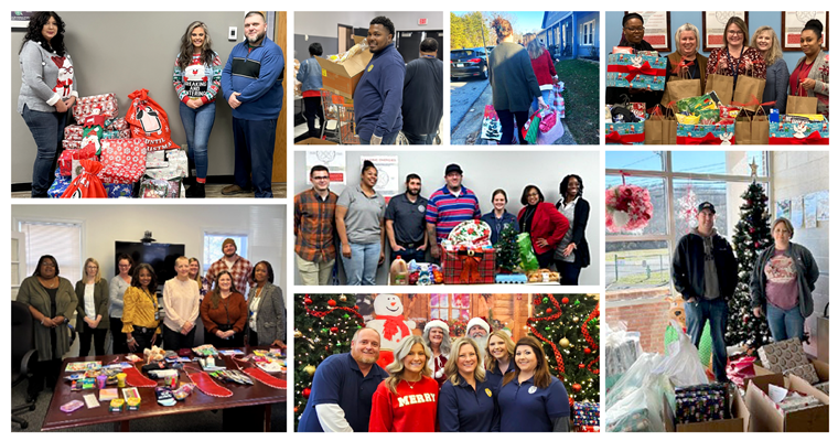 Photo collage of VADOC holiday giving celebrations