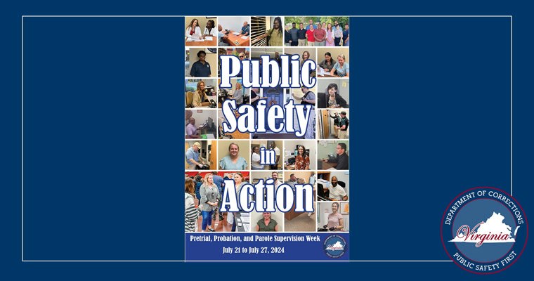 'Public Safety in Action' text with collage of public safety employees in the background.