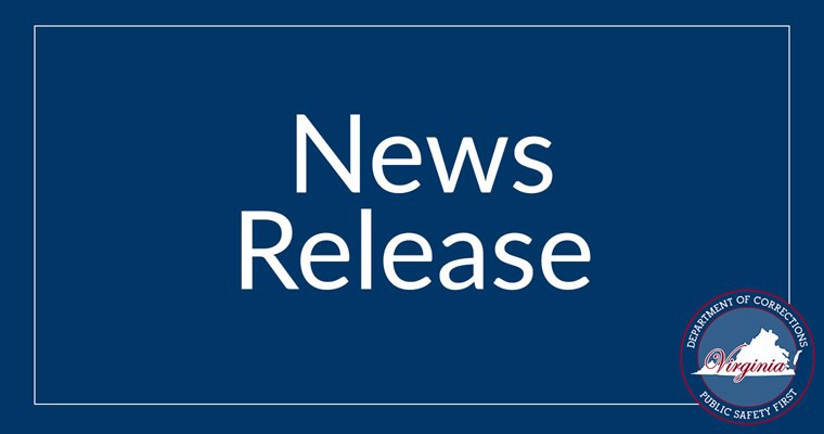 White text reads News Release on blue background with Virginia Department of Corrections logo